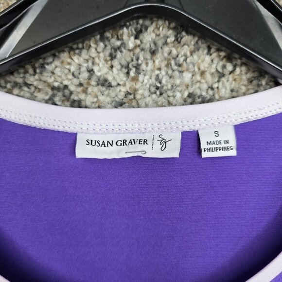 Susan Graver Top Womens Small Purple Liquid Knit Scoop Neck Blouse 3/4 Sleeve - Picture 6 of 7